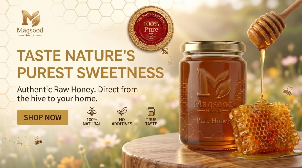 Pure raw honey from Maqsood Herbal Store: taste nature purest sweetness